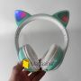 Бездротові навушники Bluetooth Cat STN-28 Котячі вушка Гарнітура з мікрофоном FM радіо + AUX, підсвічування (Бірюзовий)