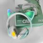 Бездротові навушники Bluetooth Cat STN-28 Котячі вушка Гарнітура з мікрофоном FM радіо + AUX, підсвічування (Бірюзовий)