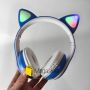 Бездротові навушники Bluetooth Cat STN-28 Котячі вушка Гарнітура з мікрофоном FM радіо + AUX, підсвічування (Синій)