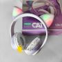 Бездротові навушники Bluetooth Cat STN-28 Котячі вушка Гарнітура з мікрофоном FM радіо + AUX, підсвічування (Фіолетові)