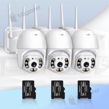 Набор уличного видеонаблюдения 3 в 1 уличная поворотная IP камера видеонаблюдения UKC WiFi HD-68 с картой памяти