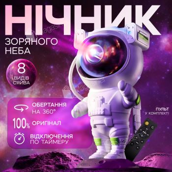Лазерний нічник-проектор зоряного неба Астронавт на пульті керування 8 галактик (2829)
