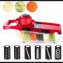 Овощерезка шинковка со сменными насадками Mandoline Slicer терка слайсер 6 в 1 с контейнером красная