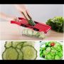 Овощерезка шинковка со сменными насадками Mandoline Slicer терка слайсер 6 в 1 с контейнером красная