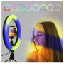 Кільцева LED лампа RGB 33 см 15 колірних схем SOFT RING LIGHT + Подарунок Штатив 210 см + bluetooth пульт Набір для блогера