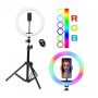 Кільцева LED лампа RGB 33 см 15 колірних схем SOFT RING LIGHT + Подарунок Штатив 210 см + bluetooth пульт Набір для блогера