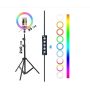 Кільцева LED лампа RGB 33 см 15 колірних схем SOFT RING LIGHT + Подарунок Штатив 210 см + bluetooth пульт Набір для блогера