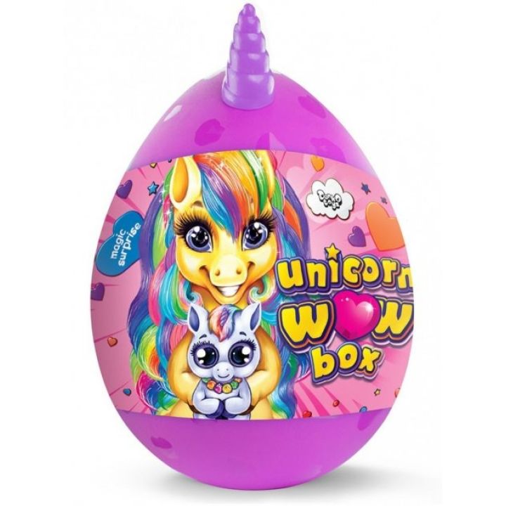 Детский набор для творчества Danko toys Unicorn Wow Box яйцо единорог 24 предмета фиолетовое