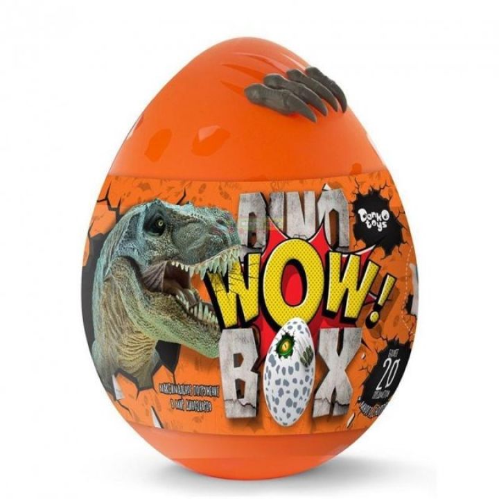Детский игровой набор для творчества Яйцо Динозавра Dino WOW Box Danko Toys оранжевое