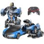 Машинка трансформер на радиоуправлении Bugatti Veyron Robot Car RC 1:18 радиоуправляемая машина на аккумуляторе синяя