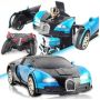 Машинка трансформер на радиоуправлении Bugatti Veyron Robot Car RC 1:18 радиоуправляемая машина на аккумуляторе синяя