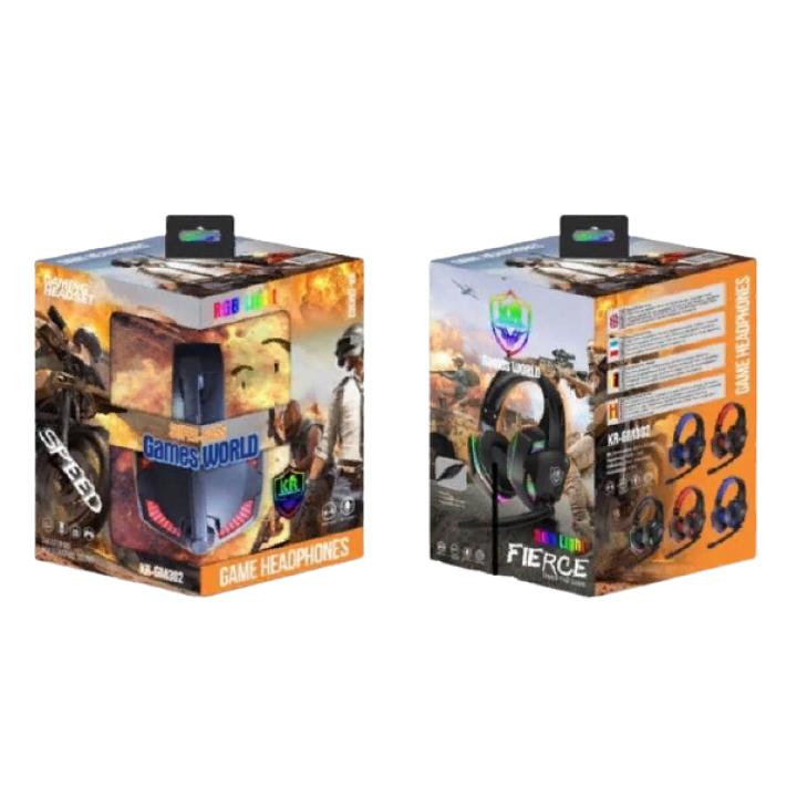 Игровые накладные проводные наушники с подсветкой KR-GM302 с микрофоном геймерские для компьютера и ноутбука