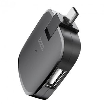 Usb хаб разветвитель концентратор удлинитель USB hub HOCO Type-C OTG to 3USB HB11 Черный