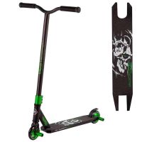 Самокат трюковый с алюминиевыми колесами 2 пеги в комплекте Best Scooter черный с зеленым (1889-86380)