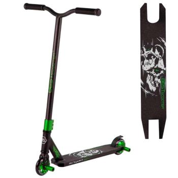 Самокат трюковый с алюминиевыми колесами 2 пеги в комплекте Best Scooter черный с зеленым (1889-86380)