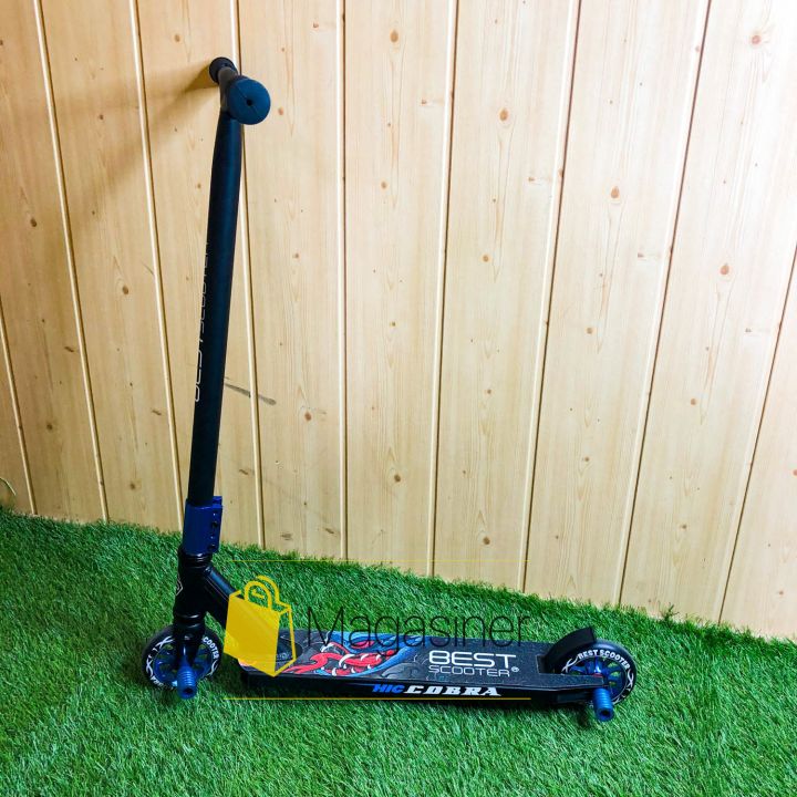 Самокат для трюков Best Scooter колеса алюминий 110 мм с пегами (черно-красно-синий)