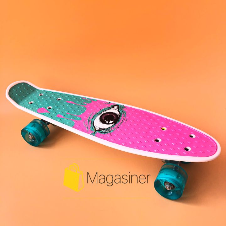 Пенни борд скейт маленький лонгборд детский скейтборд Best Board S 29707, доска 55 см, колёса полиуритановые светятся для фрирайда Фиолетовый