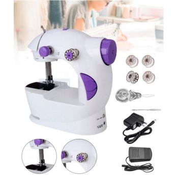 Домашняя беспроводная портативная легкая швейная машинка Sewing machine Бытовая электрическая мини-машинка для шитья с подсветкой от сети и педалью