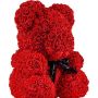 Подарочный Мишка из искусственных 3D роз 25 см в подарочной коробке красный 