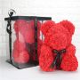 Подарочный Мишка из искусственных 3D роз 25 см в подарочной коробке красный 