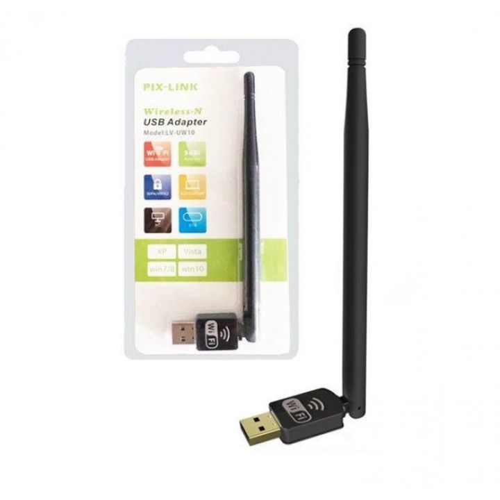 USB WiFi Адаптер Pix-Link 150 Мбит/сек 2.4 GHz LV-UW10 антенна усиления сигнала 