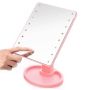 Косметическое настольное зеркало для макияжа с подсветкой 16 LED Touch Mirror сенсорное гримерное розовое