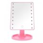 Косметическое настольное зеркало для макияжа с подсветкой 16 LED Touch Mirror сенсорное гримерное розовое