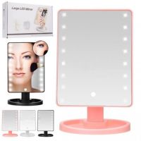 Косметическое настольное зеркало для макияжа с подсветкой 16 LED Touch Mirror сенсорное гримерное розовое