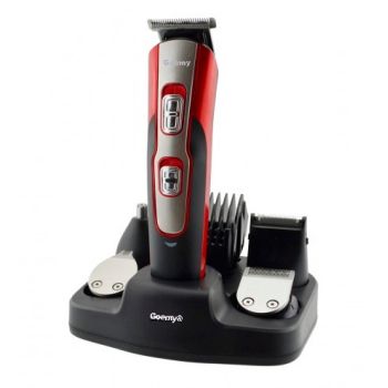 Професійний Тример GEEMY PROFESSIONAL HAIR CLIPPER Машинка для стрижки волосся з насадками для бороди, носа та вух Red